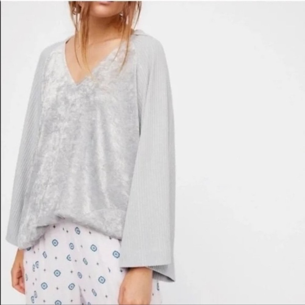 FREE PEOPLE Intimately Go Softly gray velvet top